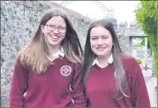  ?? (Pic: Marian Roche) ?? Junior Cert students Meghan McSweeney and Melissa Corrigan, who had just finished their English Paper 1 on Wednesday morning.