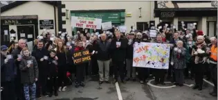  ??  ?? Protests in January 2017 against the closure of Laragh Post Office.