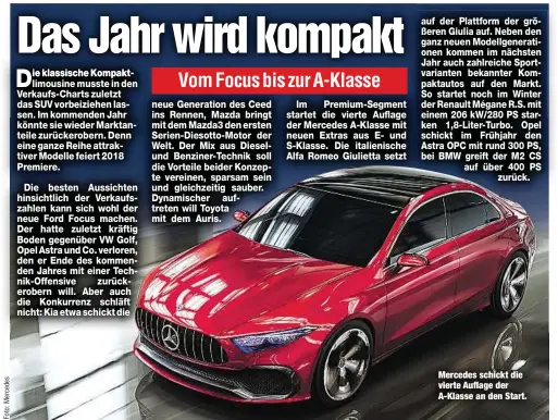  ??  ?? Mercedes schickt die vierte Auflage der A-Klasse an den Start.