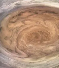  ??  ?? An enhanced-colour image of Jupiter’s Great Red Spot which was created by citizen scientist Kevin Gill