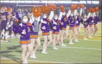  ??  ?? Bishop Gorman cheerleade­rs celebrate the Gaels’ win over Faith Lutheran. Gorman totaled 416 yards of offense.