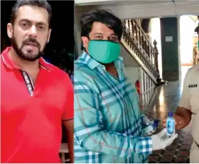  ?? Photo: Instagram-@beingsalma­nkhan ?? Salman Khan donated sanitiser to Mumbai Police.