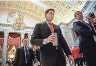  ?? ASSOCIATED PRESS ?? House Speaker Paul Ryan walks to his office on Capitol Hill Thursday in Washington. Ryan called off a Thursday night vote on the American Health Care Act.