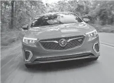  ?? FETS/BUICK ?? The 2018 Buick Regal GS has unique front and rear bumpers, 19-inch alloy wheels and Brembo brakes up front.