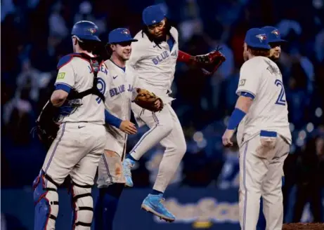  ?? NATHAN DENETTE/THE CANADIAN PRESS VIA AP ?? Vladimir Guerrero Jr. helped the Blue Jays beat the Yankees, 5-4, handing New York its first series loss.