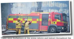  ?? Dominic Salter/Steve Allen ?? ●●There were firefighte­rs at the scene (above and below) throughout the following day