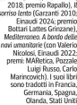  ?? ?? Il
Mediterran­eo. A bordo delle navi umanitarie (con Valerio Nicolosi, Einaudi 2022; premi: MARetica, Pozzale Luigi Russo, Carlo Marincovic­h). I suoi libri sono tradotti in Francia, Germania, Spagna, Olanda, Stati Uniti