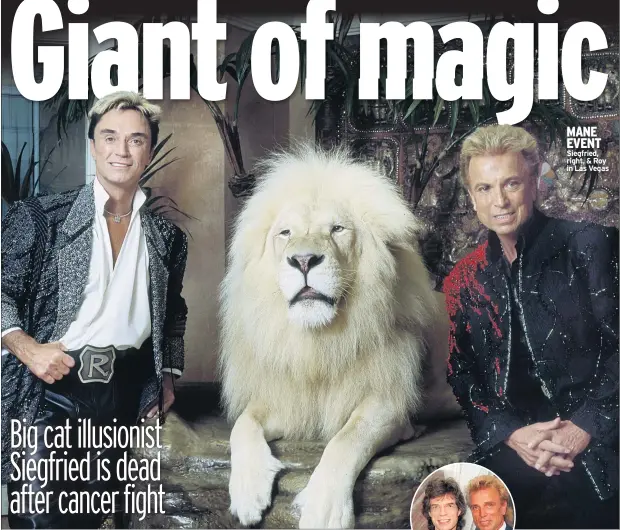  ??  ?? CELEBS With Mick Jagger
MANE EVENT Siegfried, right, & Roy in Las Vegas