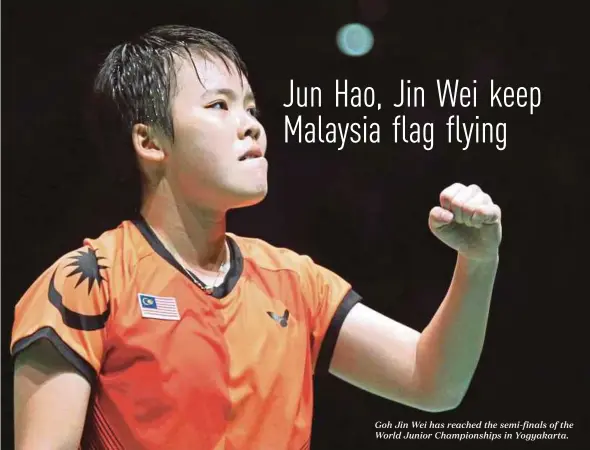  ??  ?? Goh Jin Wei has reached the semi-finals of the World Junior Championsh­ips in Yogyakarta.