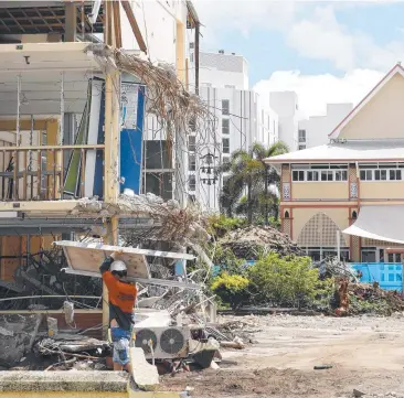  ??  ?? PROGRESS: Demolition work at St Monica’s is making way for new classrooms. Picture: ANNA ROGERS