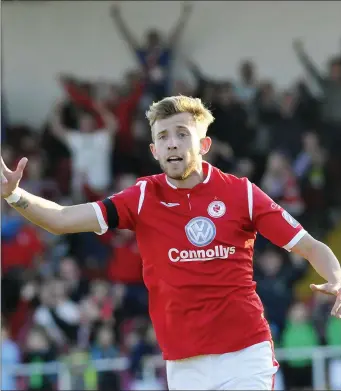  ??  ?? Sligo Rovers’ Ali Roy appeals to the referee’s assistant after his ‘goal’ was ruled out during the Bit O’Red’s defeat to Cork. Photo: Carl Brennan.