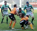  ??  ?? Rugby I biancoverd­i di Kieran Crowley per la «prima» sudafrican­a del torneo Pro14 a Port Elizabeth con i Kings