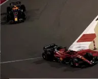  ?? ?? Leclerc (above) got ahead of Pérez when the Mexican fluffed the start but was unable to hold the Red Bull back after the first pitstops