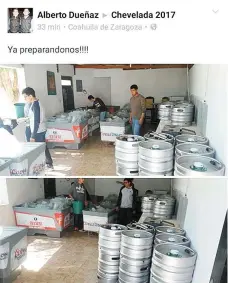  ??  ?? ¿Pruebas? En Facebook publicaron fotografía­s de los preparativ­os de una fiesta, los cuales son atribuidos a los integrante­s de la planilla ganadora.