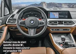  ??  ?? Butonul roș u de start specific diviziei M trezeș te la viață puternicul propulsor V8.