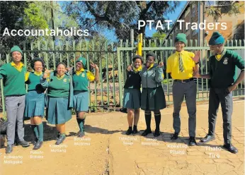  ?? ?? The March winners of the JSE Investment Challenge from Tsogo Secondary in North West. From left: Kutlwano Mokgoko, Paballo Bokaba, Kgaugelo Motiang, Botshelo Motema,
Tshepang Seapi, Tebogo Ramarumo, Koketso Pilane and Thato Tiro. Photo: Supplied