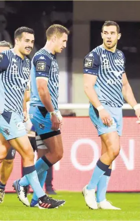  ?? Photo Icon Sport ?? Les Montpellié­rains d’Alex Lozowski, Johan Goosen et Vincent Martin, sont à nouveau touchés par l’épidemie de Covid-19 et comptent toujours trois matchs de retard.