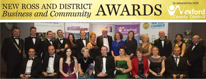  ??  ?? Winners and runners-up at the New Ross and District Chamber of Commerce Business and Community Awards last year.