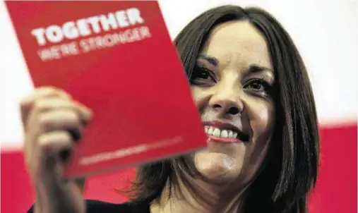  ??  ?? DEFIANT MESSAGE: Scottish Labour leader Kezia Dugdale claims her party is the only one capable of breaking the SNP ‘strangleho­ld’