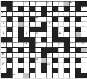  ??  ?? FOR your chance to win, solve the crossword to reveal the word reading down the shaded boxes. HOW TO ENTER: Call 0901 293 6233 and leave today’s answer and your details, or TEXT 65700 with the word CRYPTIC, your answer and your name. Texts and calls cost £1 plus standard network charges. Or enter by post by sending completed crossword to Daily Mail Prize Crossword 16260, PO Box 28, Colchester, Essex CO2 8GF. Please include your name and address. One weekly winner chosen from all correct daily entries received between 00.01 Monday and 23.59 Friday. Postal entries must be datestampe­d no later than the following day to qualify. Calls/texts must be received by 23.59; answers change at 00.01. UK residents aged 18+, exc NI. Terms apply, see Page 66. No 16,260