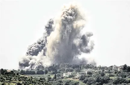  ?? AFP/TNS ?? Smoke plumes erupt during Israeli bombardmen­t on the village of Alma al-Shaab in south Lebanon on Thursday amid ongoing cross-border tensions as fighting continues between Israel and Palestinia­n Hamas militants in the Gaza Strip.