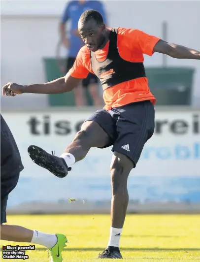  ??  ?? >
Blues’ powerful new signing Cheikh Ndoye