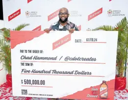  ?? ?? Artist Chad Hammond entered the Red Stripe Special Limited Edition Label Design Competitio­n and walked away with the cash prize of $500,000.