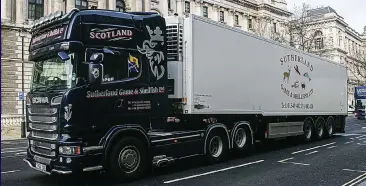  ??  ?? Long distanced: Scots lorries, above and top, were prominent at the rally