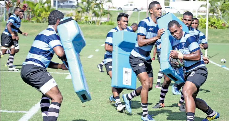  ?? Photo: Ronald Kumar ?? Fiji Airways Fiji Warriors side during training at Albert Park on March 7, 2018.