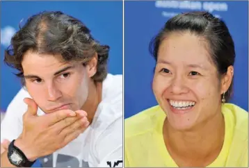  ??  ?? RAFAEL Nadal of Spain attends a news conference before the Australian Open in Melbourne yesterday.
PICTURE RIGHT: Li Na of China smiles during the news conference. — Reuters LI DECLARES DARK
DAYS ARE OVER
