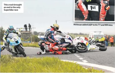  ??  ?? This crash brought an end to the only Superbike race