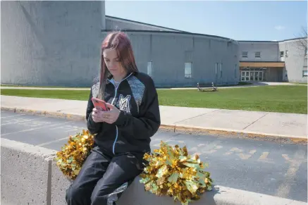  ??  ?? Brandi Levy, a former cheerleade­r at Mahanoy Area High School and the plaintiff in the Supreme Court free speech case Mahanoy Area School District v. B. L., Mahanoy City, Pennsylvan­ia, April 2021