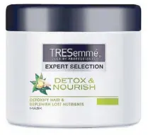  ??  ?? Tresemmé Detox and Nourish Shampoo, Conditione­r and Treatment with ginger and green tea