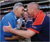  ??  ?? Mick O’Dwyer with Páidí Ó Sé after the drawn Leinster final of 2004