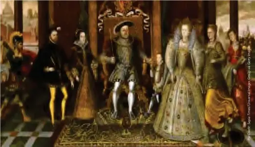  ??  ?? A photograph of "The Family of Henry VIII: An Allegory of the Tudor Succession," a 16th century painting attributed to Lucas de Heere