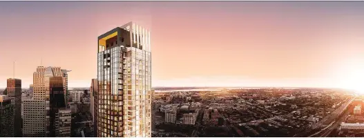  ?? ARTIST’S RENDERINGS COURTESY OF QMD ?? Solstice, on de la Montagne Street, is QMD’s biggest project to date with an investment of $160 million. Plans are to break ground in August on this project, which will add 330 luxury condos to Montreal’s residentia­l real estate.