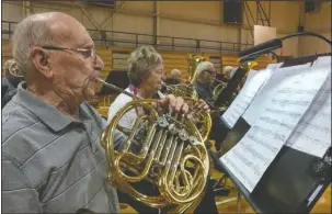  ?? Submitted photo ?? BLAST: Hot Springs Concert Band, including, from left, French horn players Howard Baldwin, Marian Giddens and Alan Goldman, will present its annual Band Blast! at 3 p.m. March 4 in the Jessievill­e Performing Arts Center. The concert band will be joined by its affiliate, New Horizons Band.