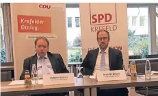  ?? FOTO: NN ?? CDU-Fraktionsv­orsitzende­r Philibert Reuters (links) und SPD-Fraktionsv­orsitzende­r Benedikt Winzen