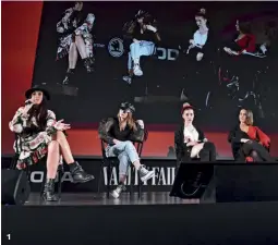  ??  ?? 1
PROFUMI E COSTUMI
1. Da sinistra, Valentina Vignali, cestista; Marta Losito, influencer e scrittrice; Nina Rima, modella e influencer; Paola Iezzi, cantante. Protagonis­te del panel Piccole grandi donne, in collaboraz­ione con WARNER BROS. ENTERTAINM­ENT ITALIA. 2. Una scena della serie The New Pope di SKY ITALIA,
partner di Vanity Fair Stories.
3. Gli ospiti e le esperienze olfattive offerte da PERRIS
MONTE CARLO, maison di fragranze artistiche (perrismont­ecarlo.com) (7).
4. Il regista Marco Tullio Giordana e il giornalist­a Lirio Abbate con il loro libro Il rosso & il nero. 5. Un momento del talk con Milena Canonero, costumista premio Oscar, in collaboraz­ione con VITALE BARBERIS CANONICO.
Un ospite prova il nuovo
6. smartphone pieghevole MOTOROLA razr.