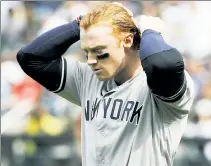  ?? N.Y. Post: Charles Wenzelberg ?? STRIKES AGAIN: Clint Frazier reacts after striking out to end the third inning on Wednesday.