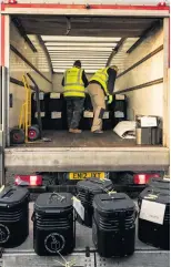  ??  ?? Clockwise from top left: Arlene Foster, Michelle O’Neill, Boris Johnson, Jo Swinson, Jeremy Corbyn and election boxes are loaded into a lorry to deliver around Northern Ireland