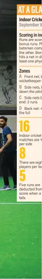  ??  ?? Indoor cricket, like the one played at Insportz club in Dubai, is like a fast forward version with space at premium for running between the wickets Photos by Christophe­r Pike / The National