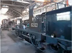  ?? ANDY BOOTH ?? LYR Class ‘27’ 0-6-0 No. 52322 inside Bury works, with its boiler in front.