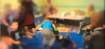  ??  ?? Upsetting: A child gets the better of another in an organised fight at a US creche