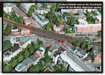  ?? ?? Stresemann­straße
Sieben Gebäude rund um die Sternbrück­e sollen für den Neubau abgerissen werden.
Max-Brauer-Allee