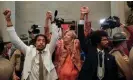  ?? ?? Justin Jones, Gloria Johnson and Justin Pearson at the state capitol in Nashville, Tennessee, on 6 April 2023, a week after their protest. Photograph: Kevin Wurm/Reuters