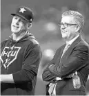  ?? ERIC CHRISTIAN SMITH/AP ?? Astros manager AJ Hinch, left, and general manager Jeff Luhnow have helped to build a winning foundation.