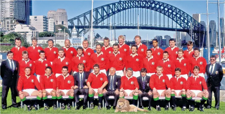  ??  ?? History boys: Top row, from left: Ieuan Evans, Craig Chalmers, Peter Dods, Gareth Chilcott, Andy Robinson, Mike Hall, John Jeffrey, Derek White, Jeremy Guscott, Steve Smith, Rob Andrew; Middle row: Gary Armstrong, Tony Clement, Dai Young, Mike Teague,...