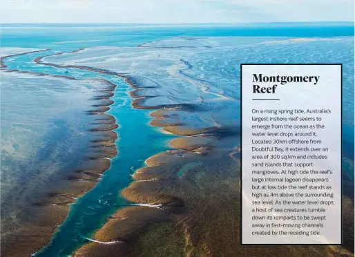  ??  ?? Huge rivers empty off the Kimberley plateau close to the coast, creating spectacula­r waterfalls.