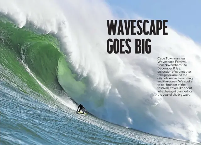  ?? Picture: Alan van Gysen ?? Cape Town surfer Matt Bromley rides a giant wave off Kommetjie, Cape Town.